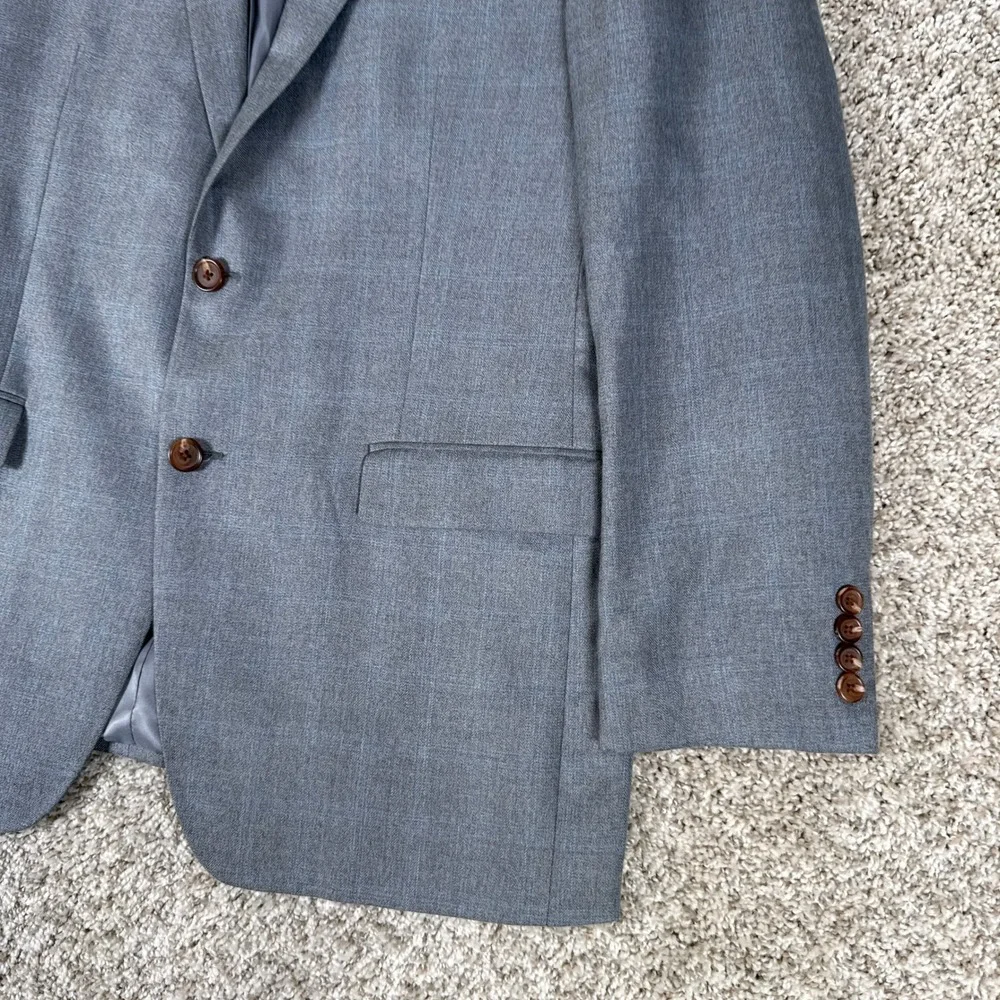 Lauren Ralph Lauren Blazer Mens 42R Grey Blue Plaid Two Button Double Vent Notch